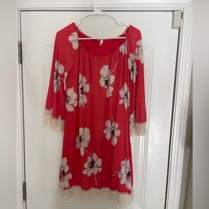 PinkBlush - Loose Fitting Floral Dress -S